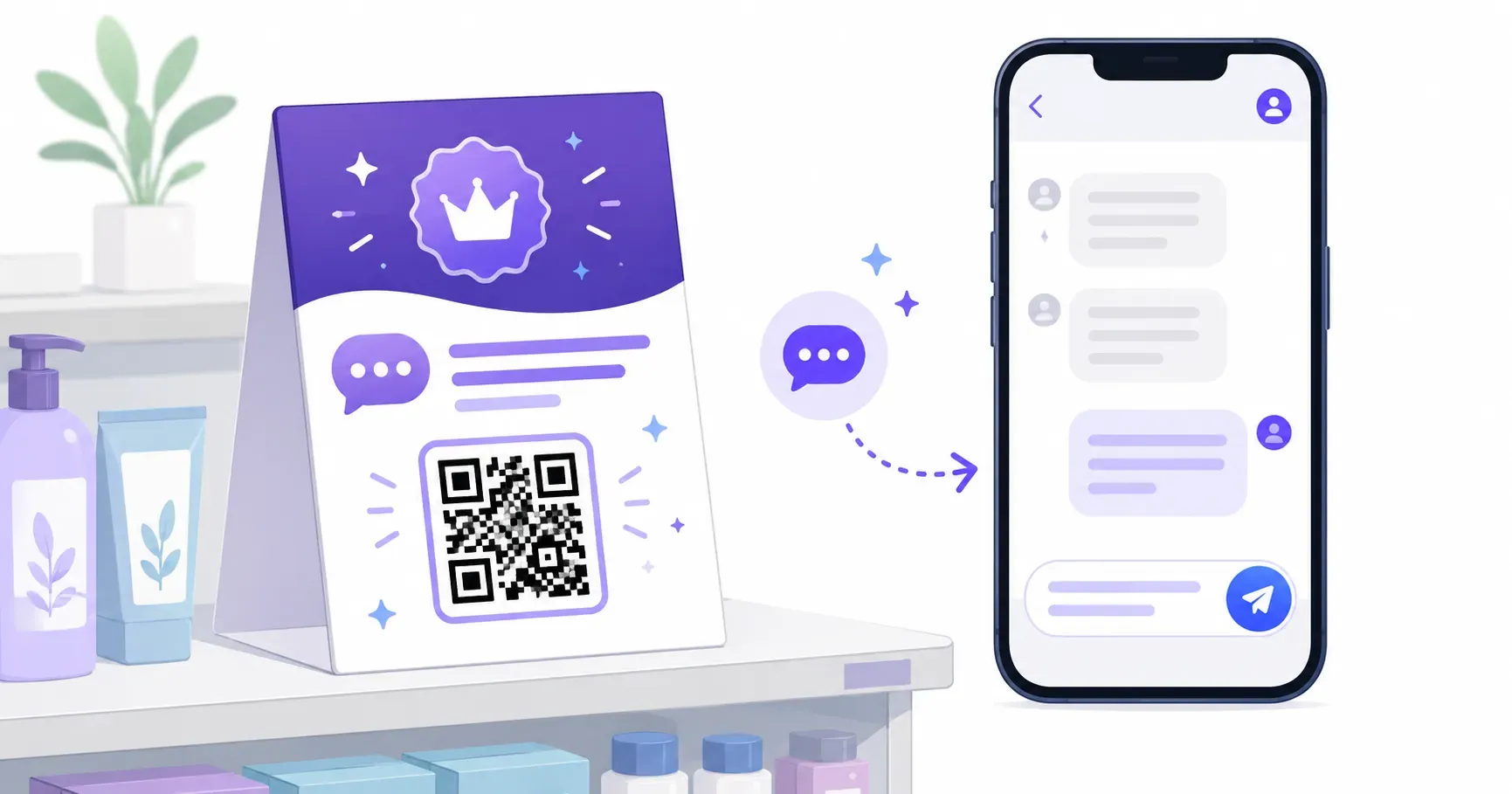 Shelf sign with a QR code for SMS pre-filling a JOIN text for a marketing list