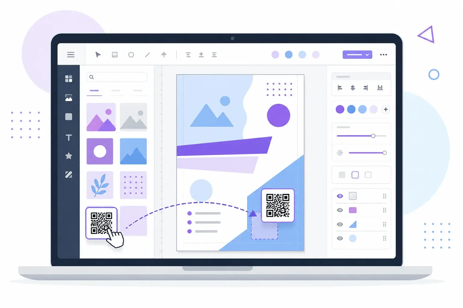 Placing a custom QR code for Canva on a flyer template in the Canva editor
