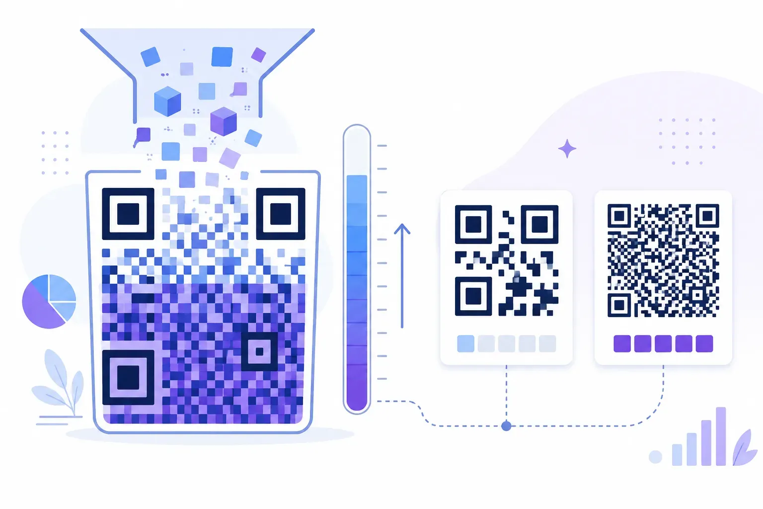 Chart comparing QR code data capacity limits for numeric, alphanumeric, and binary content