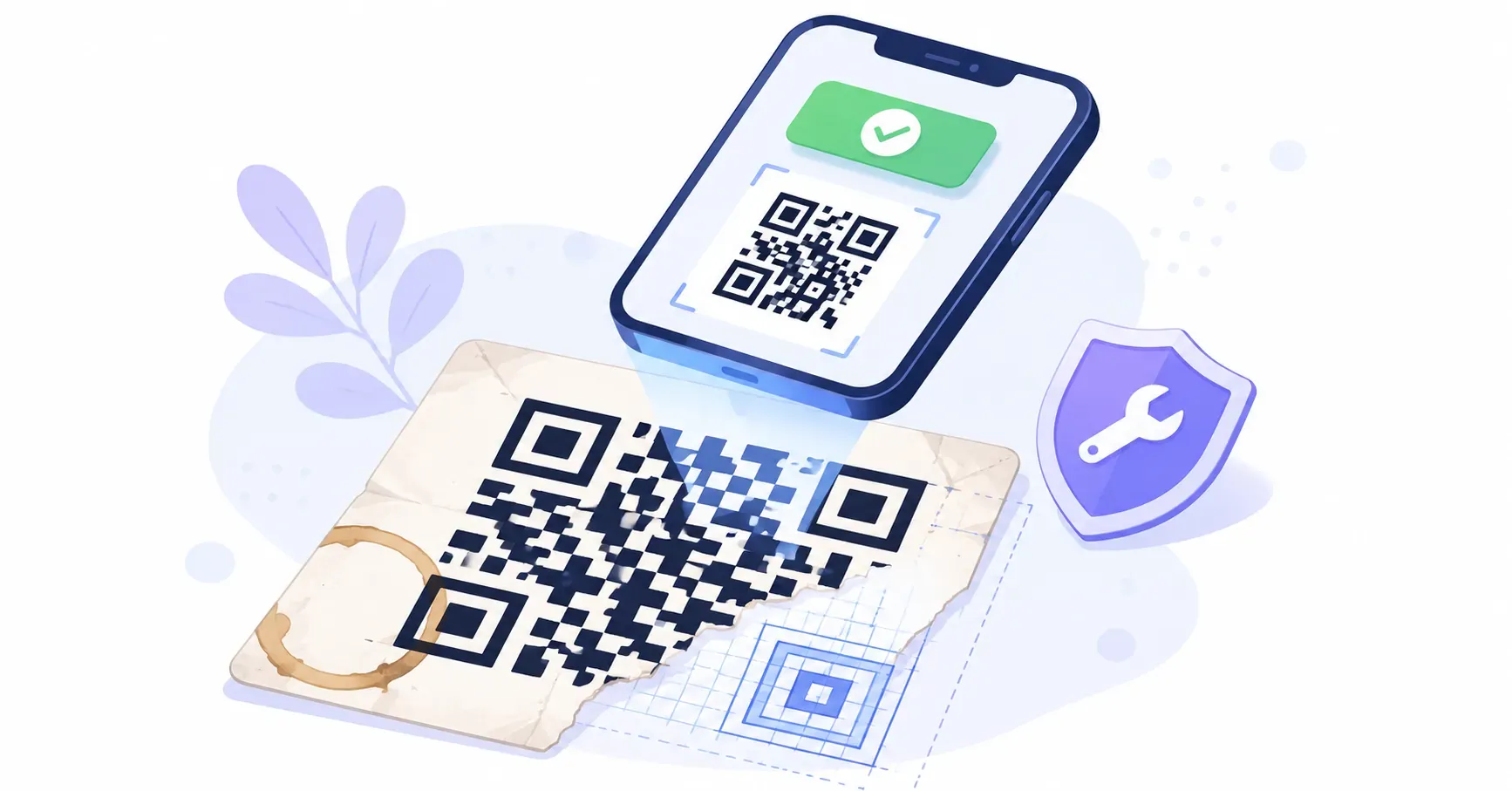 Damaged code still scanning thanks to QR code error correction rebuilding lost modules